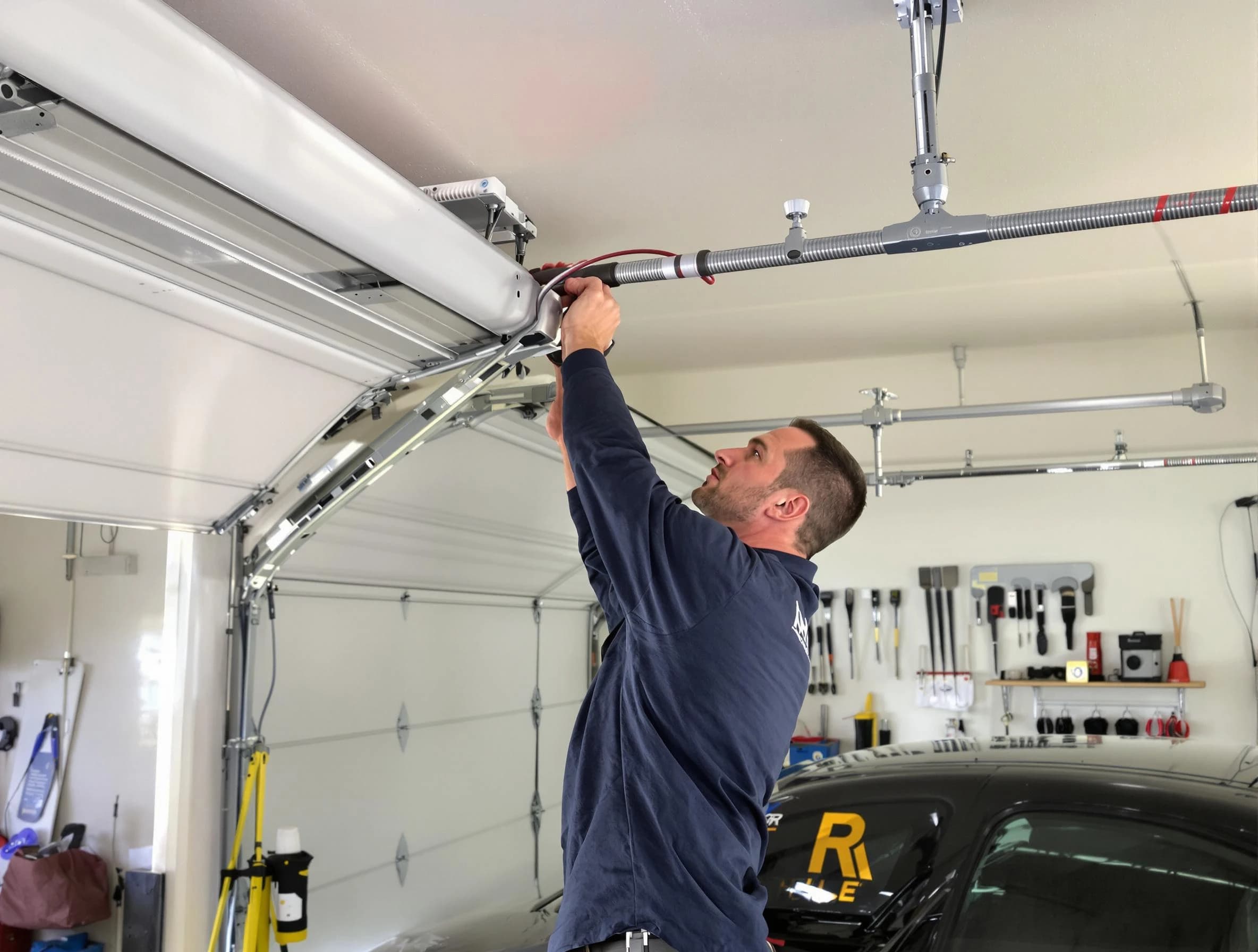 Erie Garage Door Repair technician performing garage door cable repair in Erie