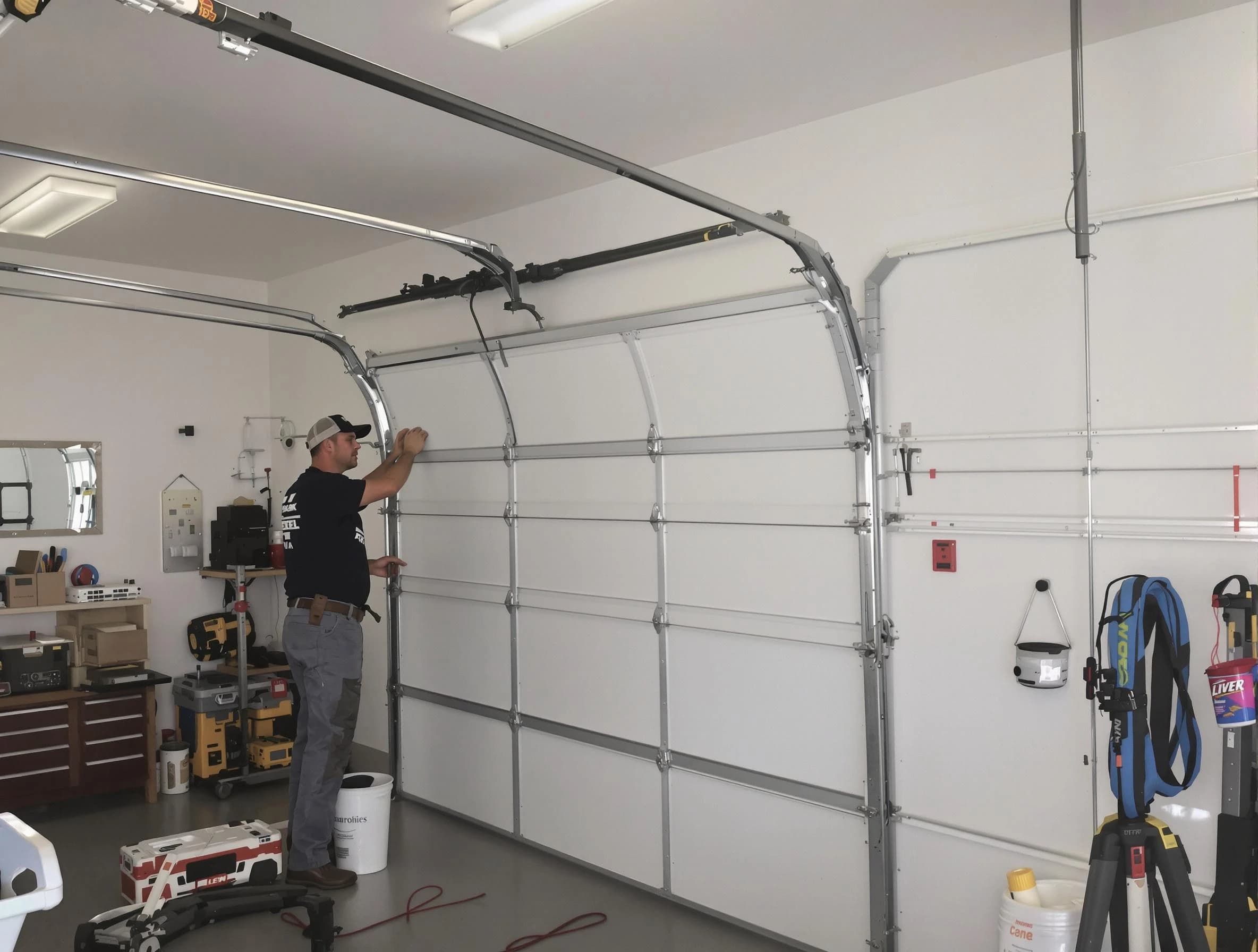 Erie Garage Door Repair team installing new garage door in Erie