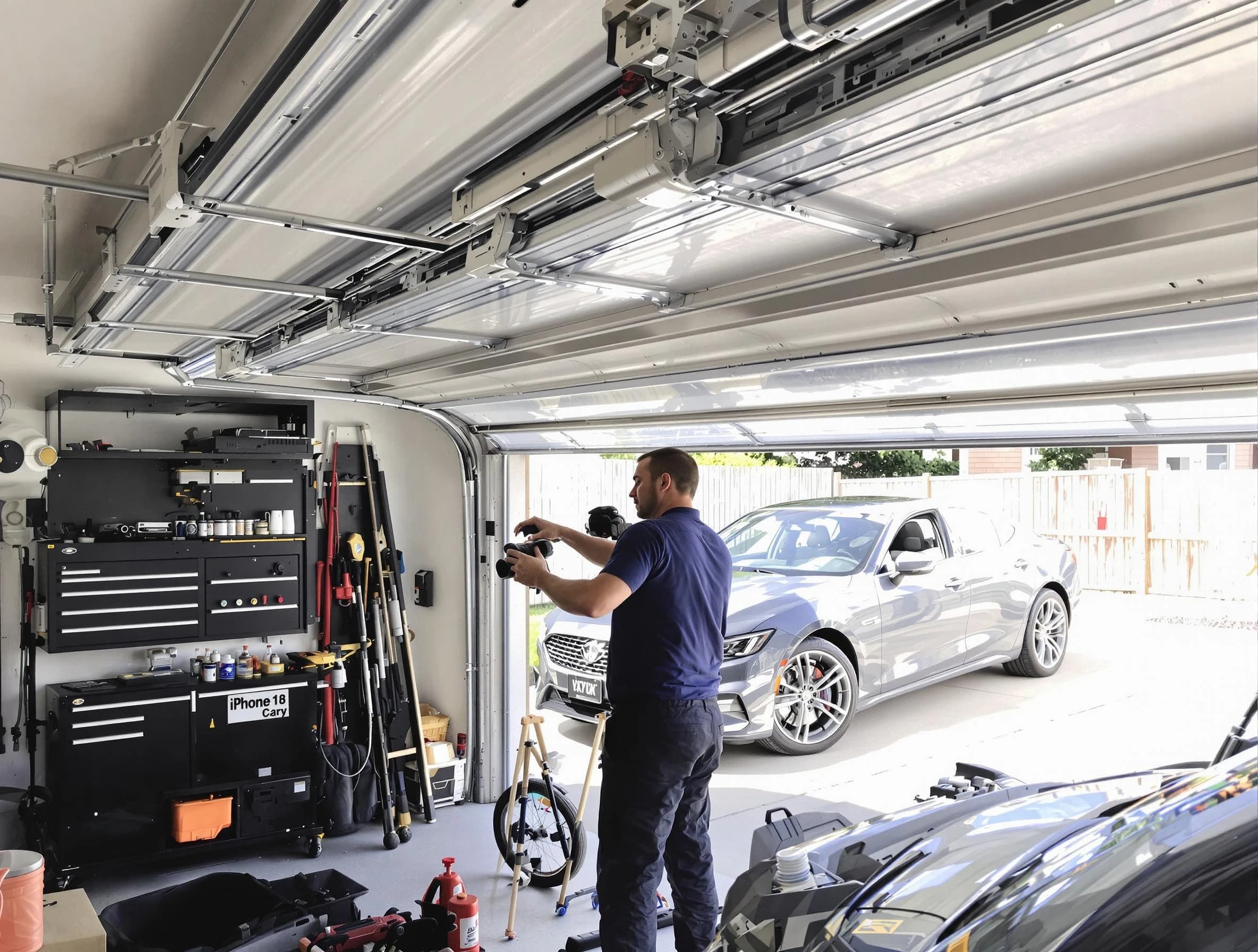 Erie Garage Door Repair technician fixing noisy garage door in Erie