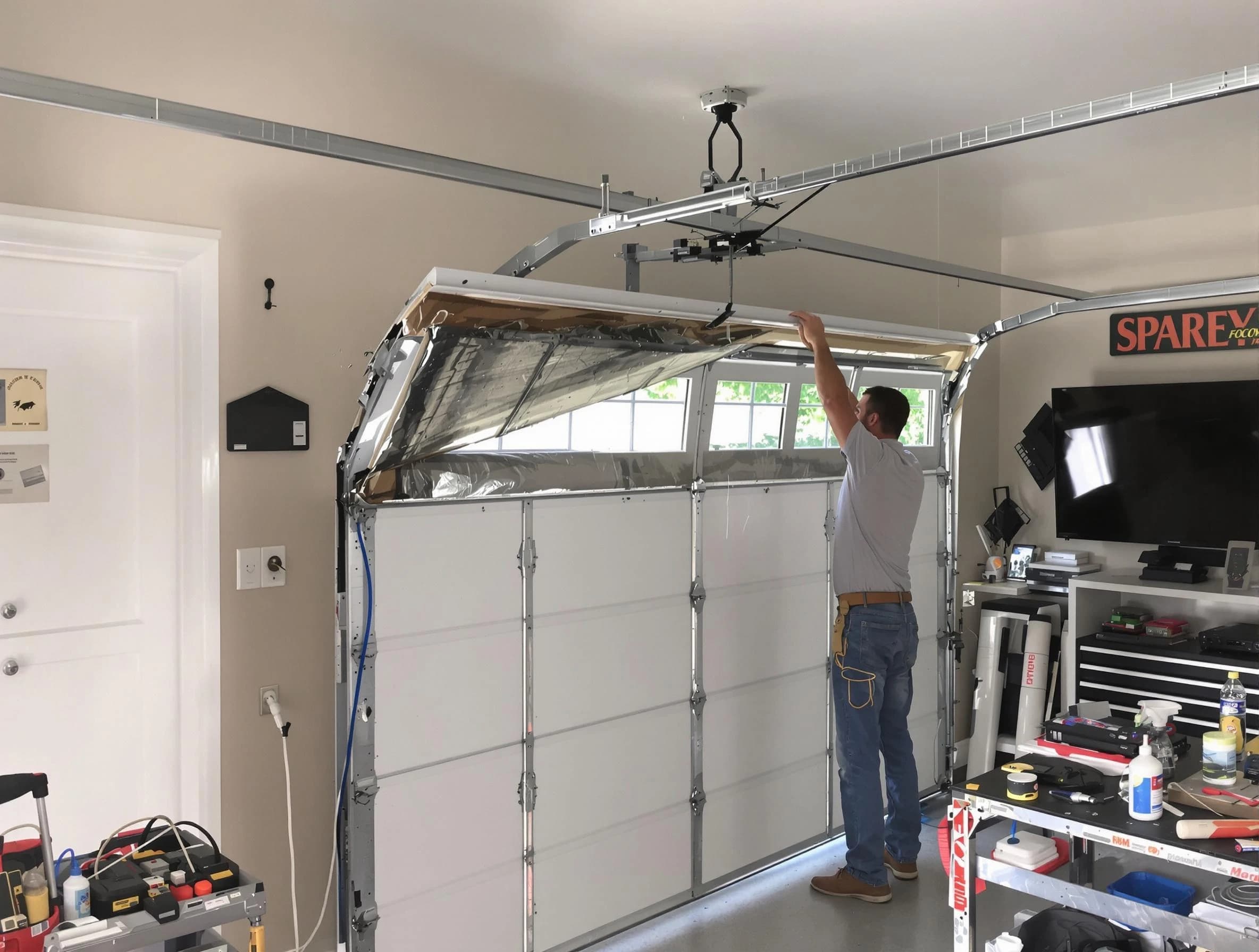 Garage door section replacement by Erie Garage Door Repair in Erie