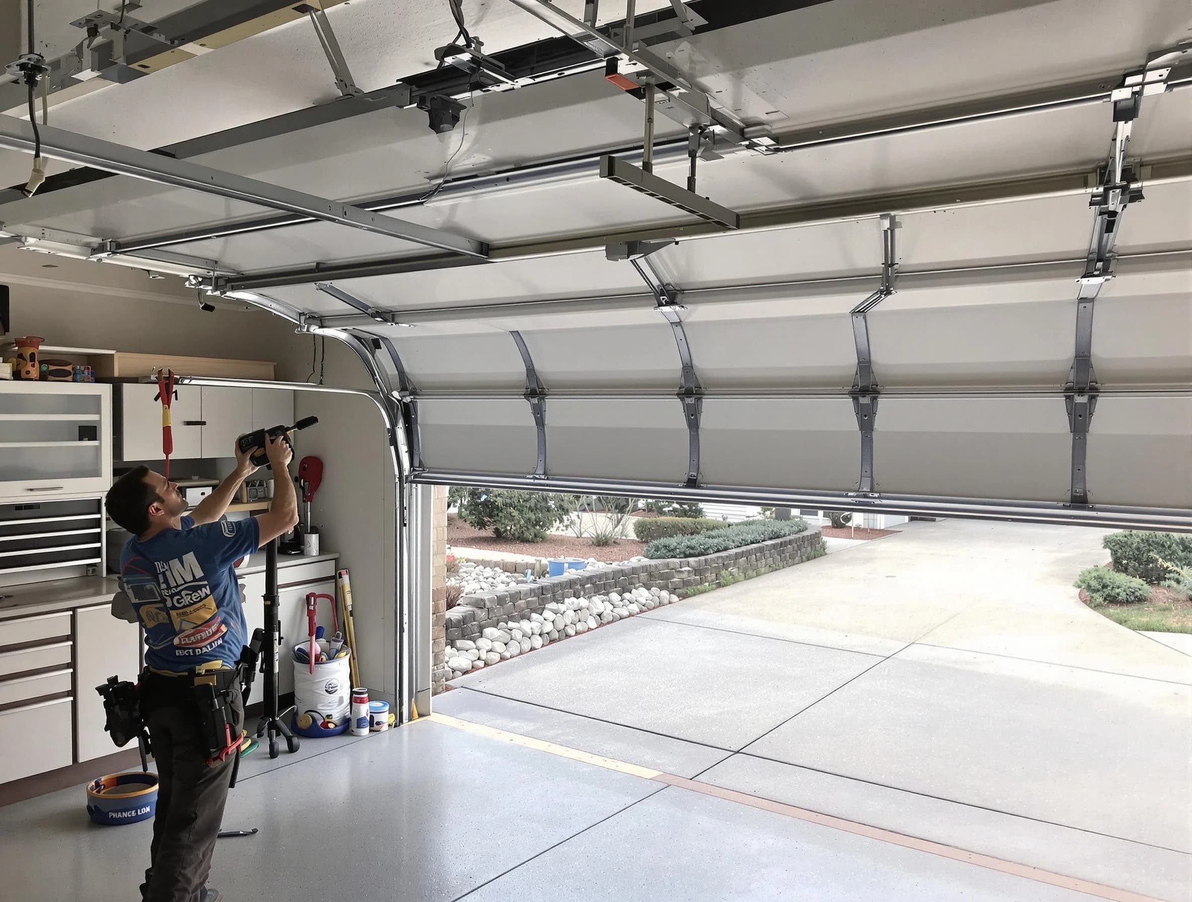 Garage door track repair service by Erie Garage Door Repair in Erie