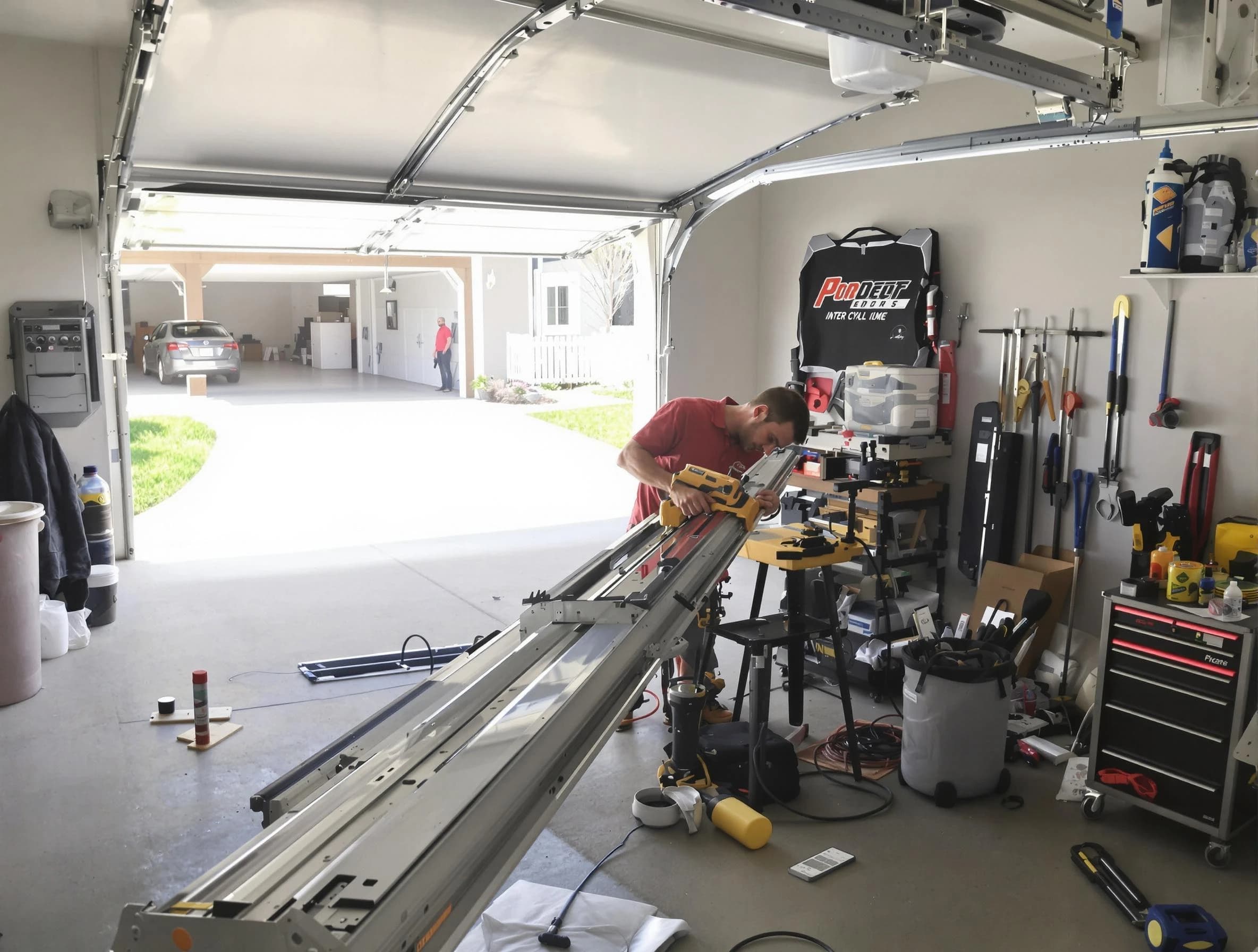 Erie Garage Door Repair expert performing track repair in Erie