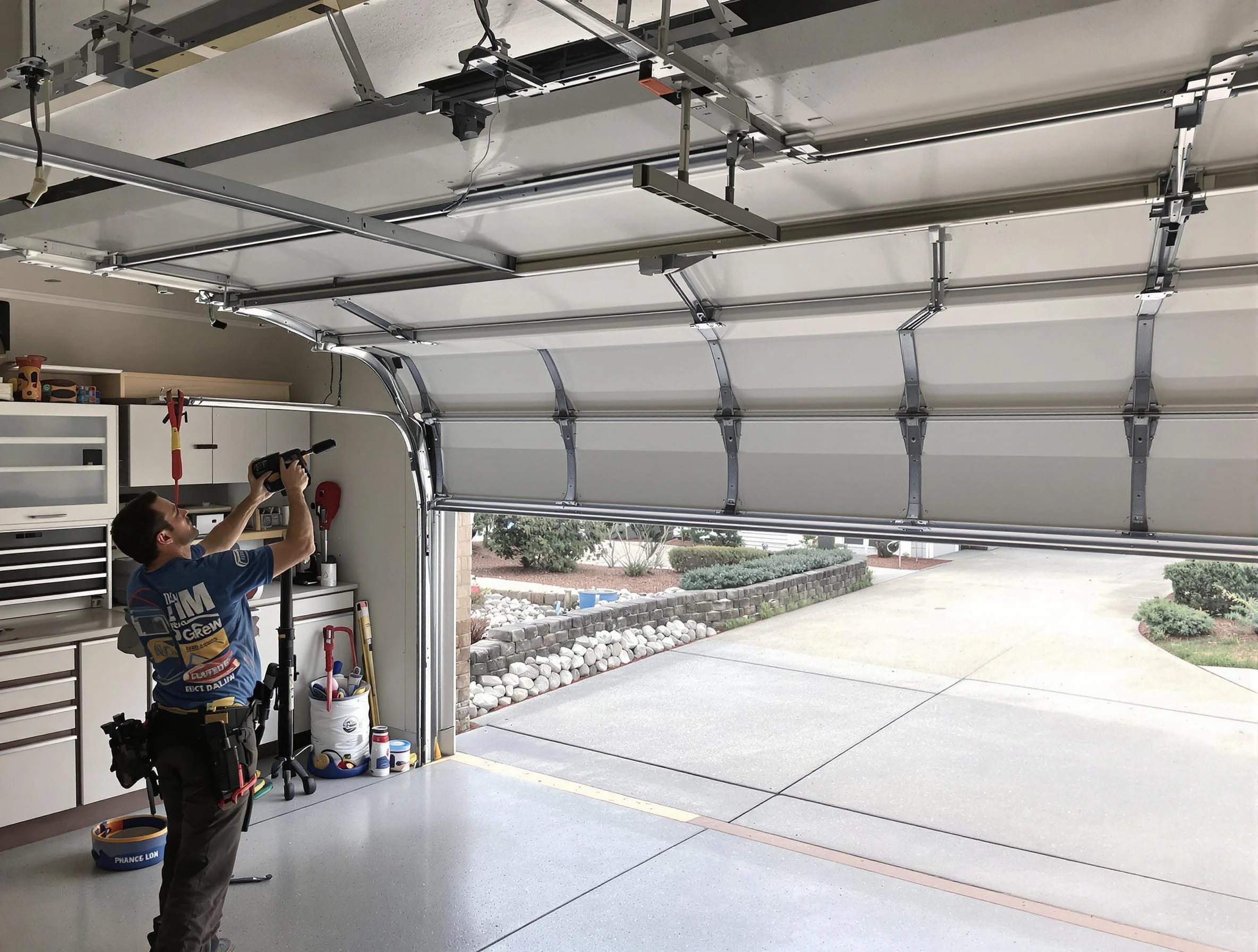 Garage door track repair service by Erie Garage Door Repair in Erie